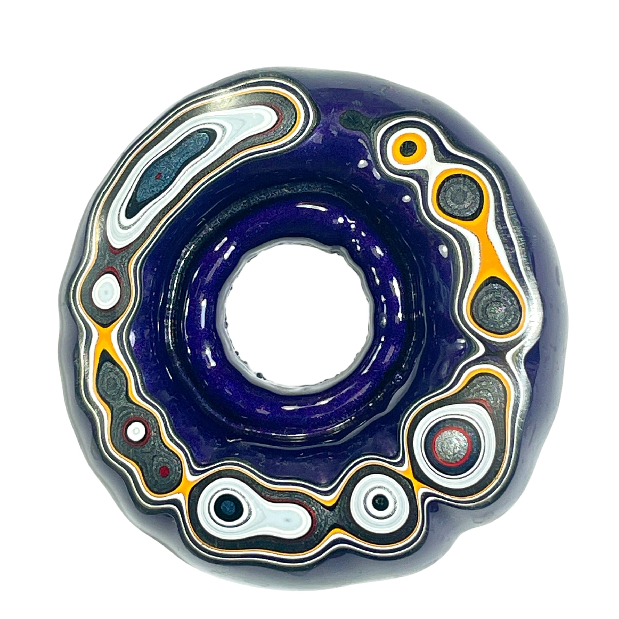 DVH Rare Michigan Purple Reign Jp Fordite Buck Hole Donut Bead Pendant 55mm rd x12 (6761)