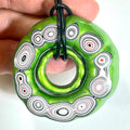 DVH Rare Michigan Mojito Green Jp Fordite Buck Hole Donut Bead Pendant 56mm rd x13 (6762)