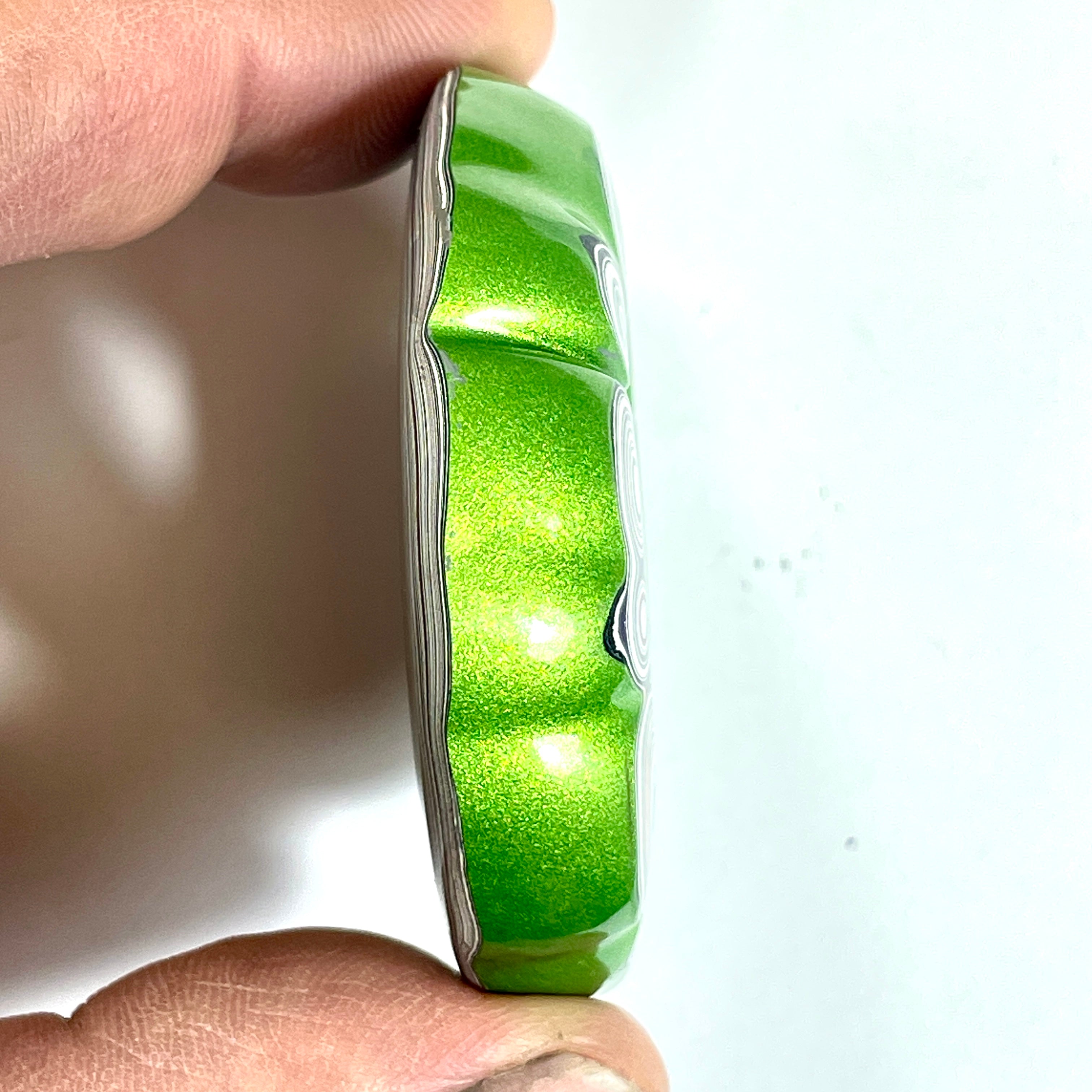 DVH Rare Michigan Mojito Green Jp Fordite Buck Hole Donut Bead Pendant 56mm rd x13 (6762)