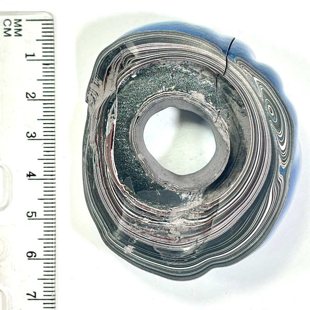 DVH Blue Fordite Specimen Donut Buck Hole Polished Face Chv Frd Jp (6768)