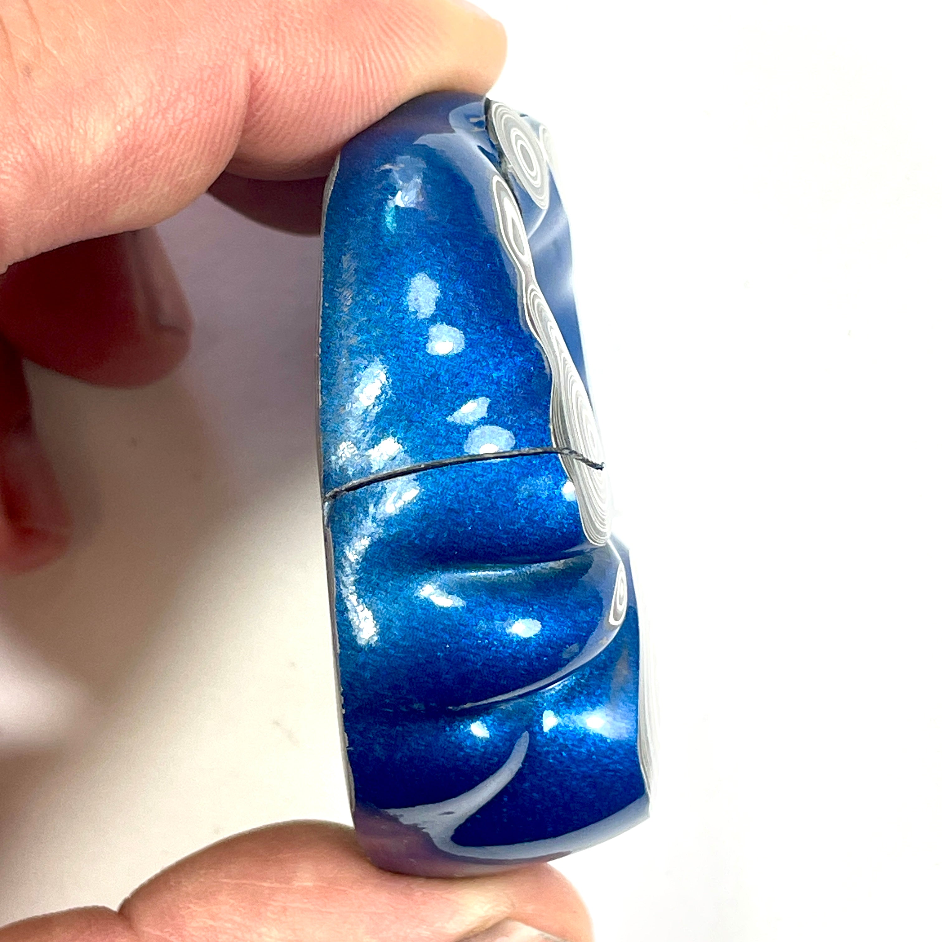 DVH Blue Fordite Specimen Donut Buck Hole Polished Face Chv Frd Jp (6768)