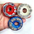 DVH Red White & Blue Fordite Donut Buck Hole Specimen Trio  54mm Round (6773)