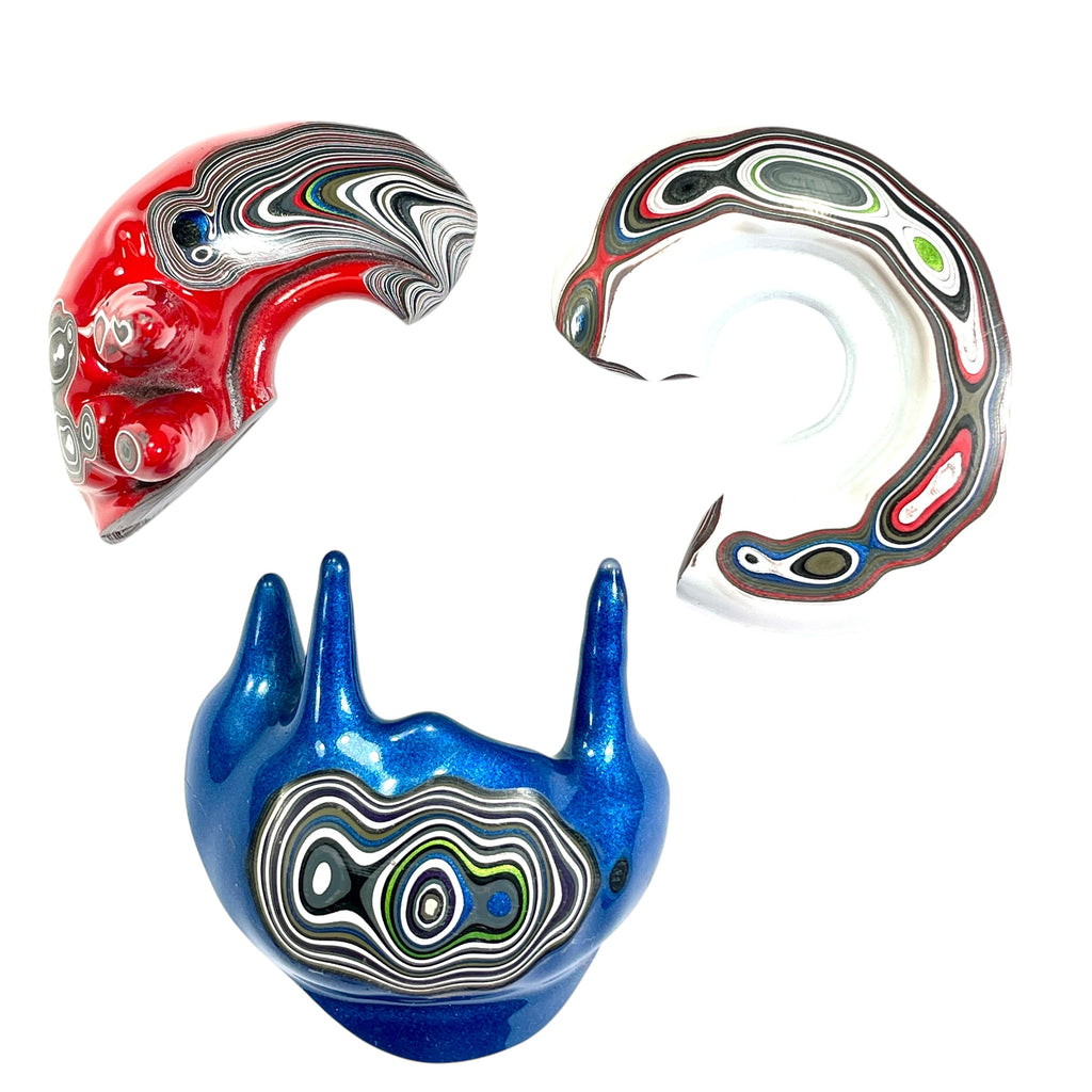 DVH Red White & Blue Fordite Partial Donut Drippy Specimen Trio 4th of July (6774)