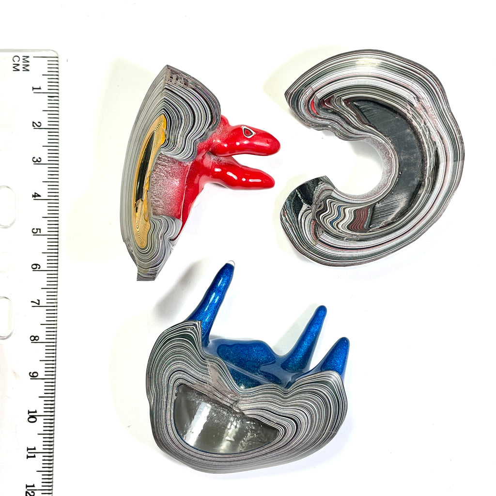 DVH Red White & Blue Fordite Partial Donut Drippy Specimen Trio 4th of July (6774)