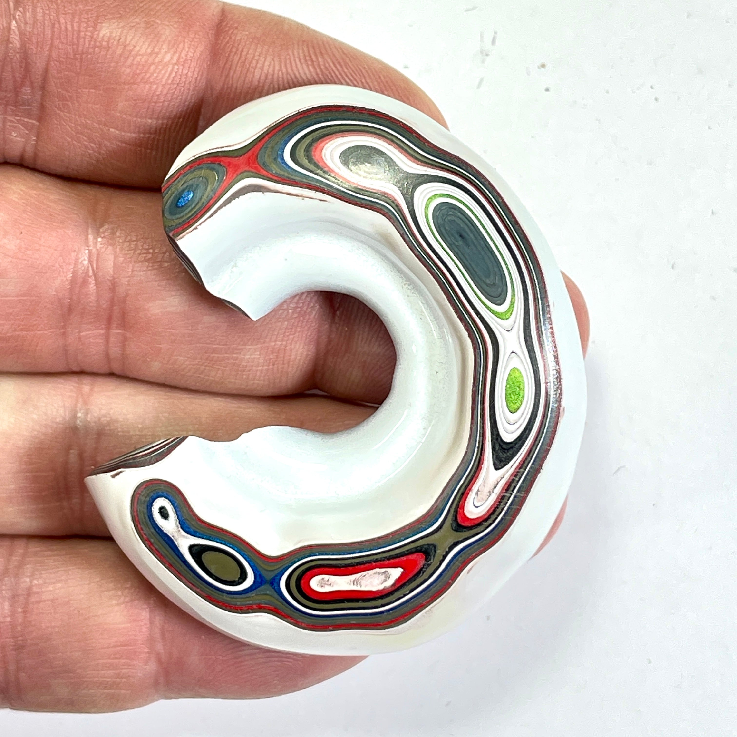 DVH Red White & Blue Fordite Partial Donut Drippy Specimen Trio 4th of July (6774)