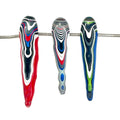 DVH Red White & Blue Fordite Stalactite Bead Pendant Trio 4th of July (6776)