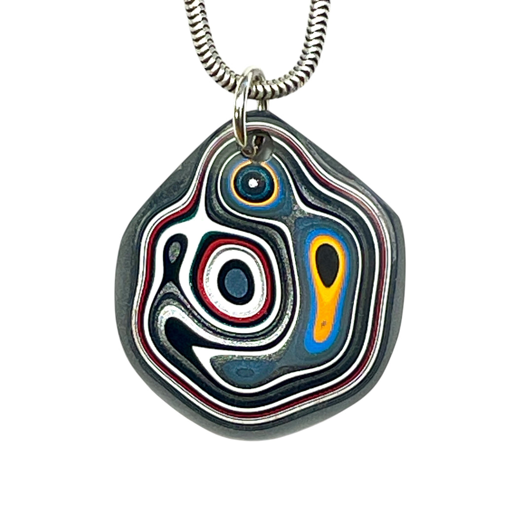 DVH Rare Michigan Fordite Hex Bolt Pendant Chv Frd Jp 26x24x5mm (6787)