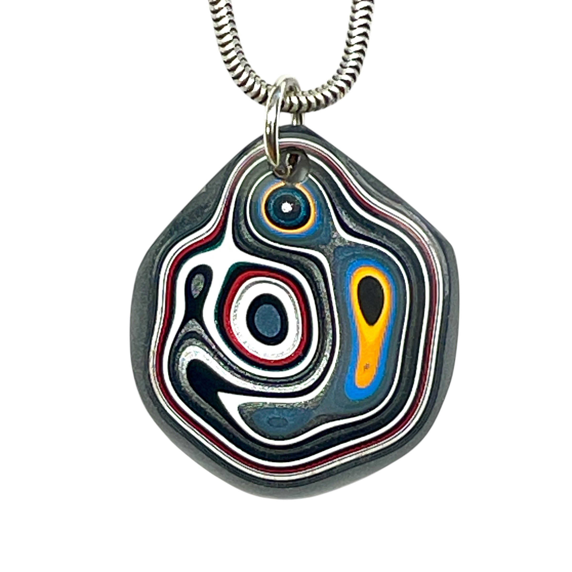 DVH Rare Michigan Fordite Hex Bolt Pendant Chv Frd Jp 26x24x5mm (6787)