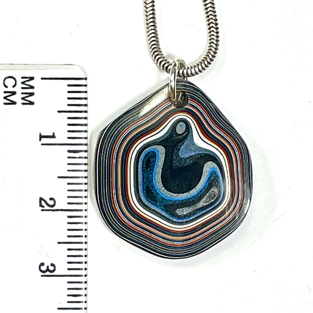 DVH Rare Michigan Fordite Hex Bolt Pendant Chv Frd Jp 26x24x5mm (6787)