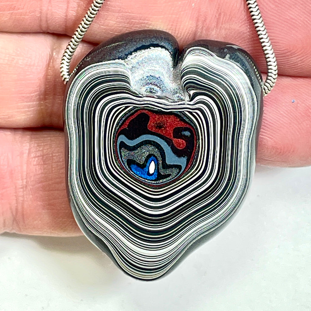DVH Rare Michigan Fordite Hex Bolt Bead Pendant Chv Frd Jp 42x32x14mm (6788)