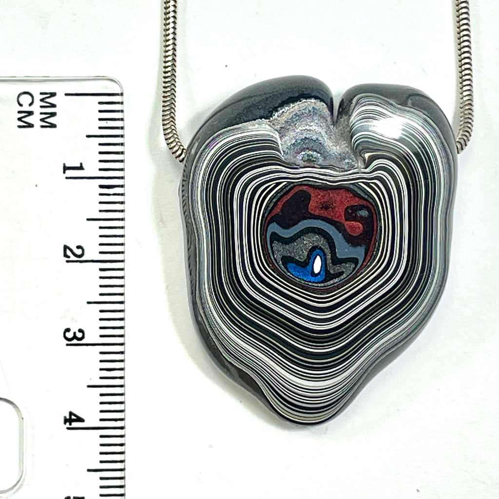 DVH Rare Michigan Fordite Hex Bolt Bead Pendant Chv Frd Jp 42x32x14mm (6788)