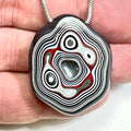 DVH Rare Michigan Fordite Hex Bolt Bead Pendant Chv Frd Jp 36x30x9mm (6790)