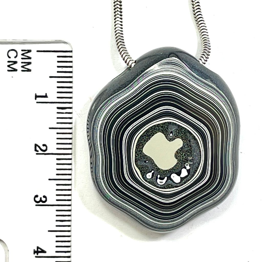 DVH Rare Michigan Fordite Hex Bolt Bead Pendant Chv Frd Jp 36x30x9mm (6790)