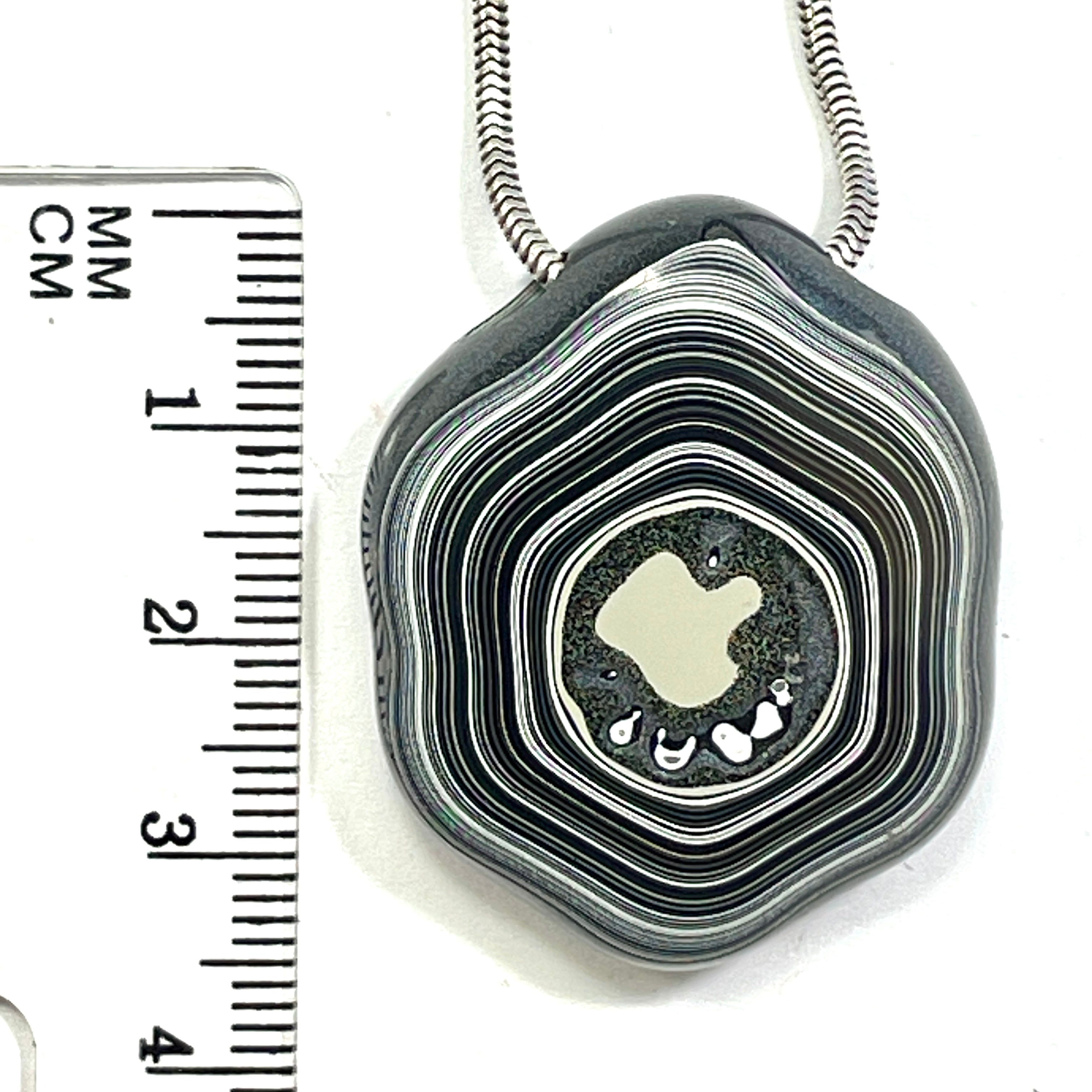 DVH Rare Michigan Fordite Hex Bolt Bead Pendant Chv Frd Jp 36x30x9mm (6790)