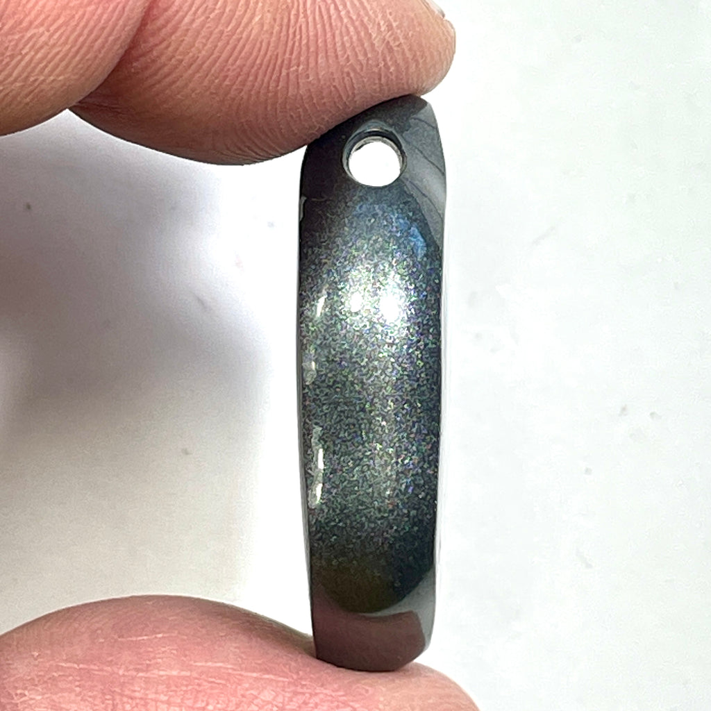 DVH Rare Michigan Fordite Hex Bolt Bead Pendant Chv Frd Jp 36x30x9mm (6790)