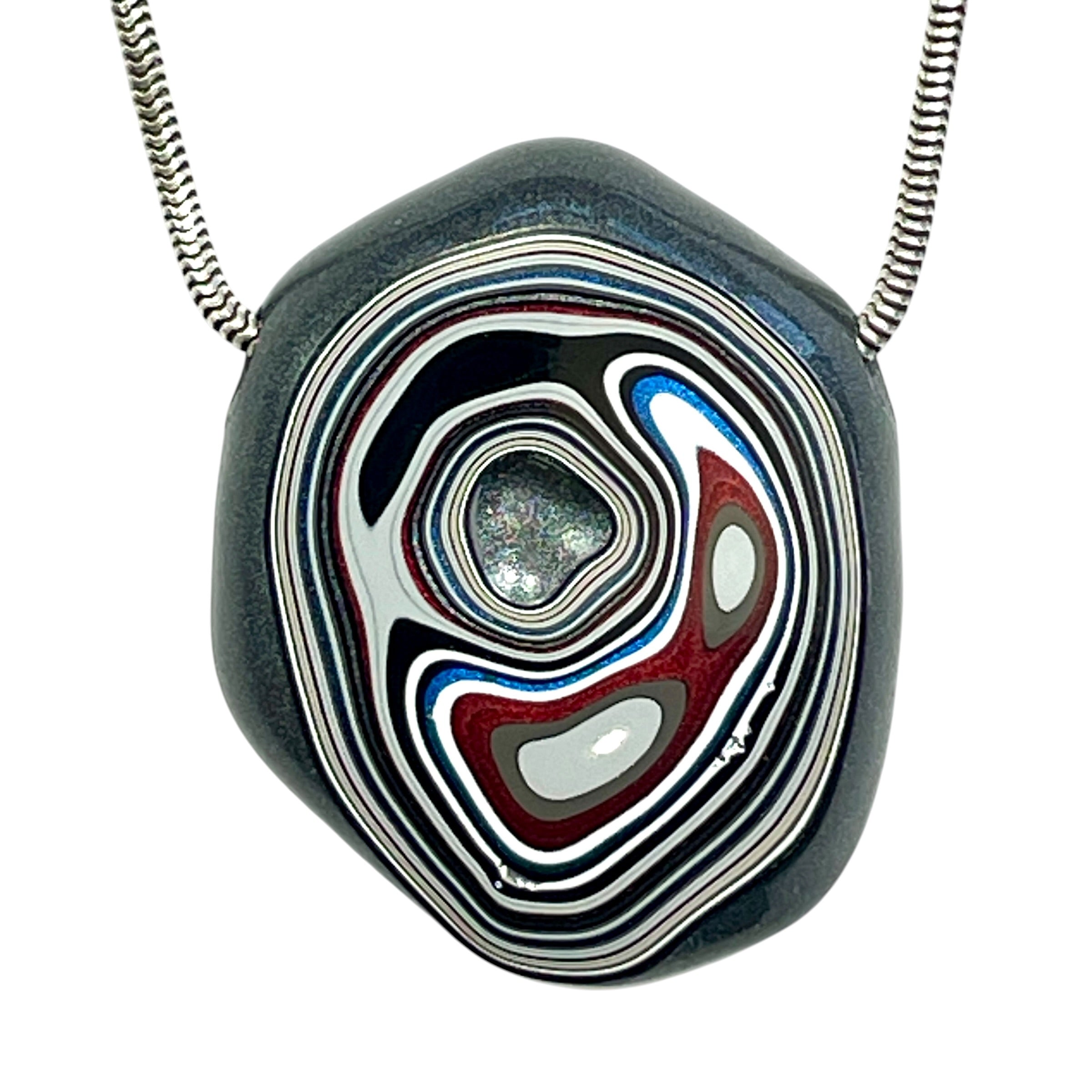 DVH Rare Michigan Fordite Hex Bolt Bead Pendant Chv Frd Jp 36x30x9 (6791)