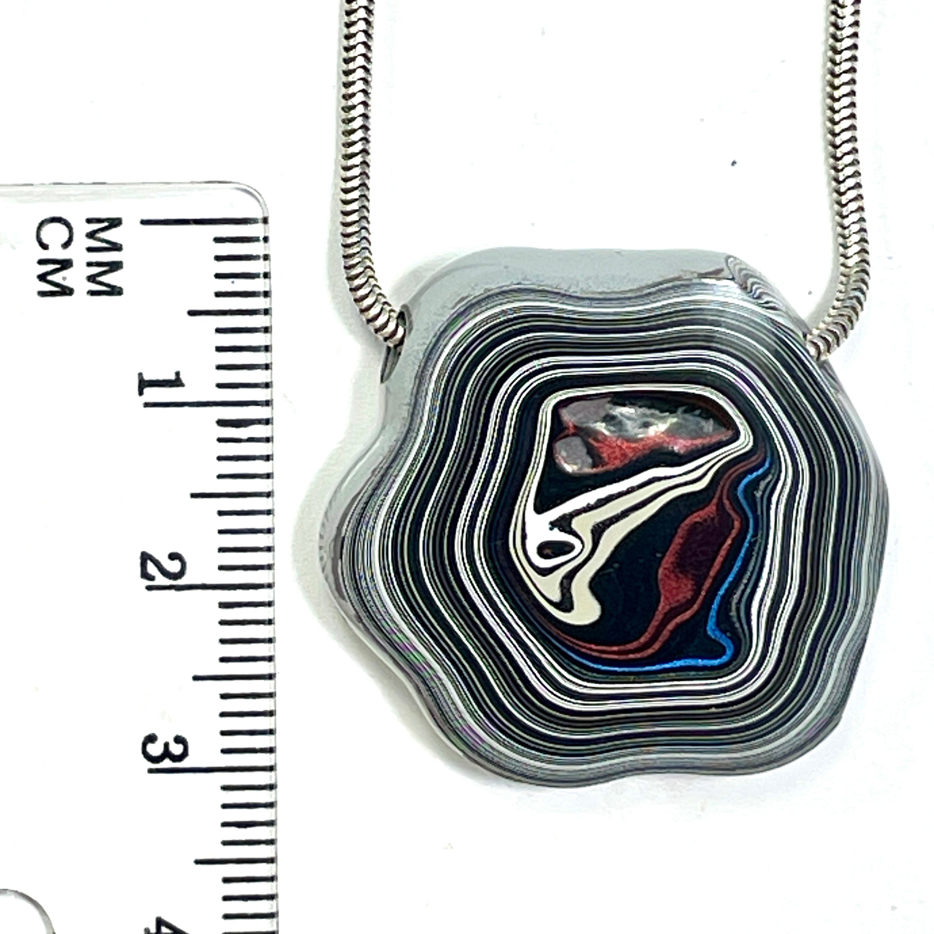 DVH Rare Michigan Fordite Hex Bolt Bead Pendant Chv Frd Jp 26x31x9mm (6792)