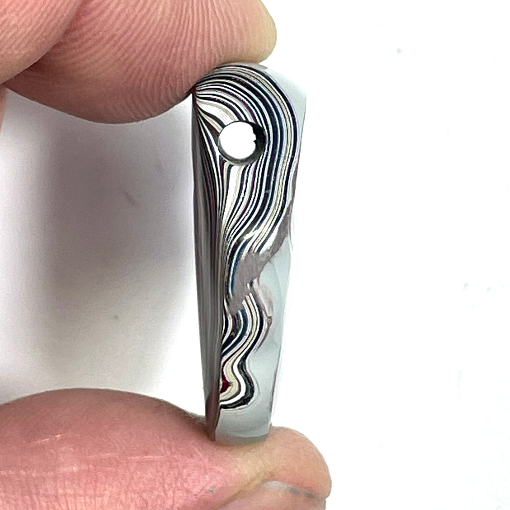 DVH Rare Michigan Fordite Hex Bolt Bead Pendant Chv Frd Jp 26x31x9mm (6792)