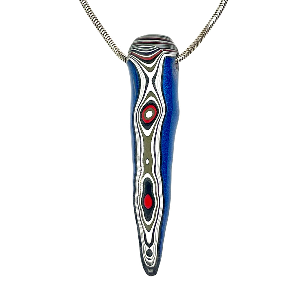 DVH Blue Stalactite Drip Fordite Bead Pendant Michigan Chv Frd Jp 61x14x12mm (6794)