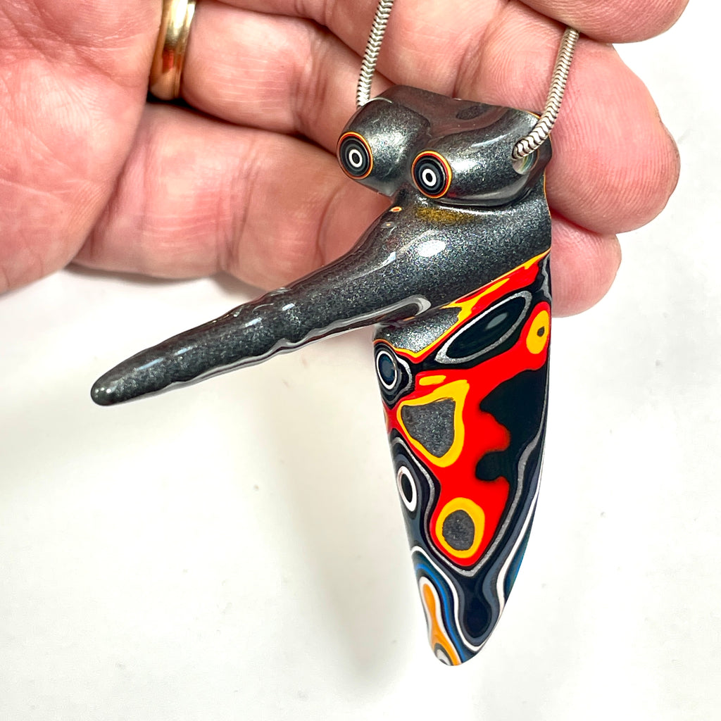 DVH Stalactite Bird Head Fordite Bead Pendant Michigan Chv Frd Jp 64x24x56mm (6795)