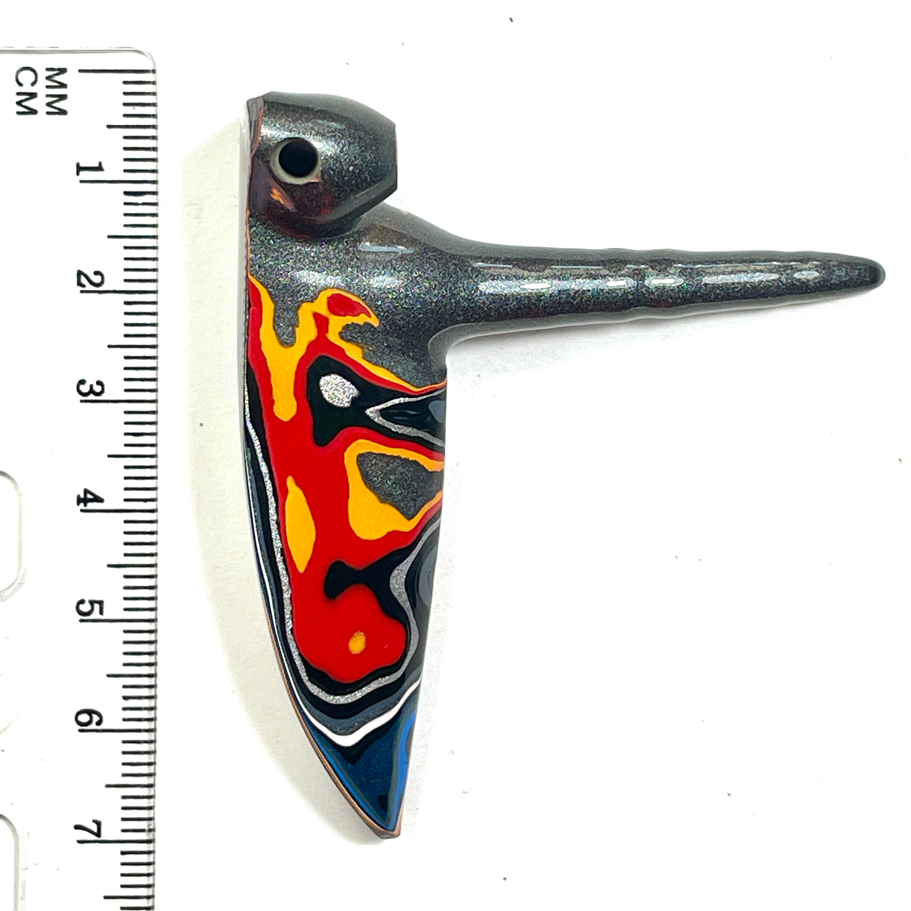 DVH Stalactite Bird Head Fordite Bead Pendant Michigan Chv Frd Jp 64x24x56mm (6795)