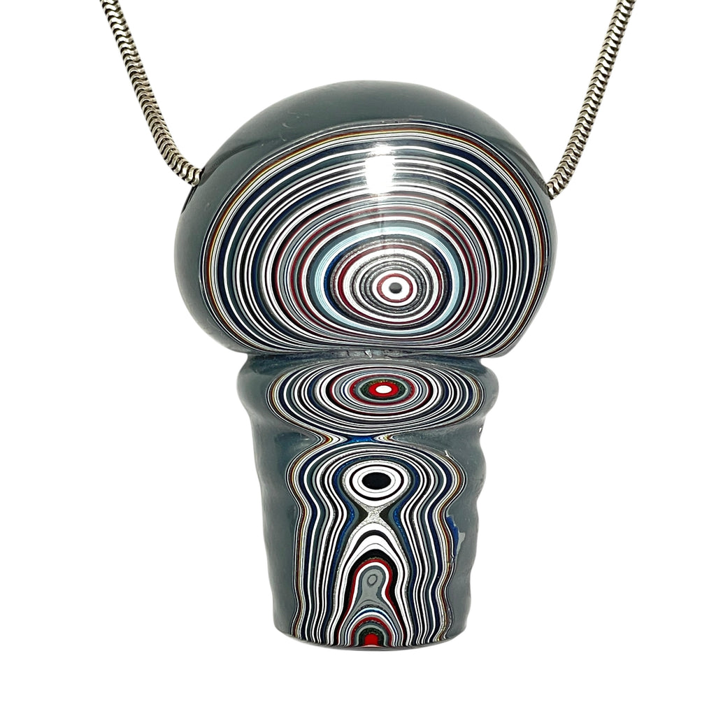 DVH Mushroom Fordite Bead Pendant Michigan Chv Frd Jp 50x34x17mm (6796)