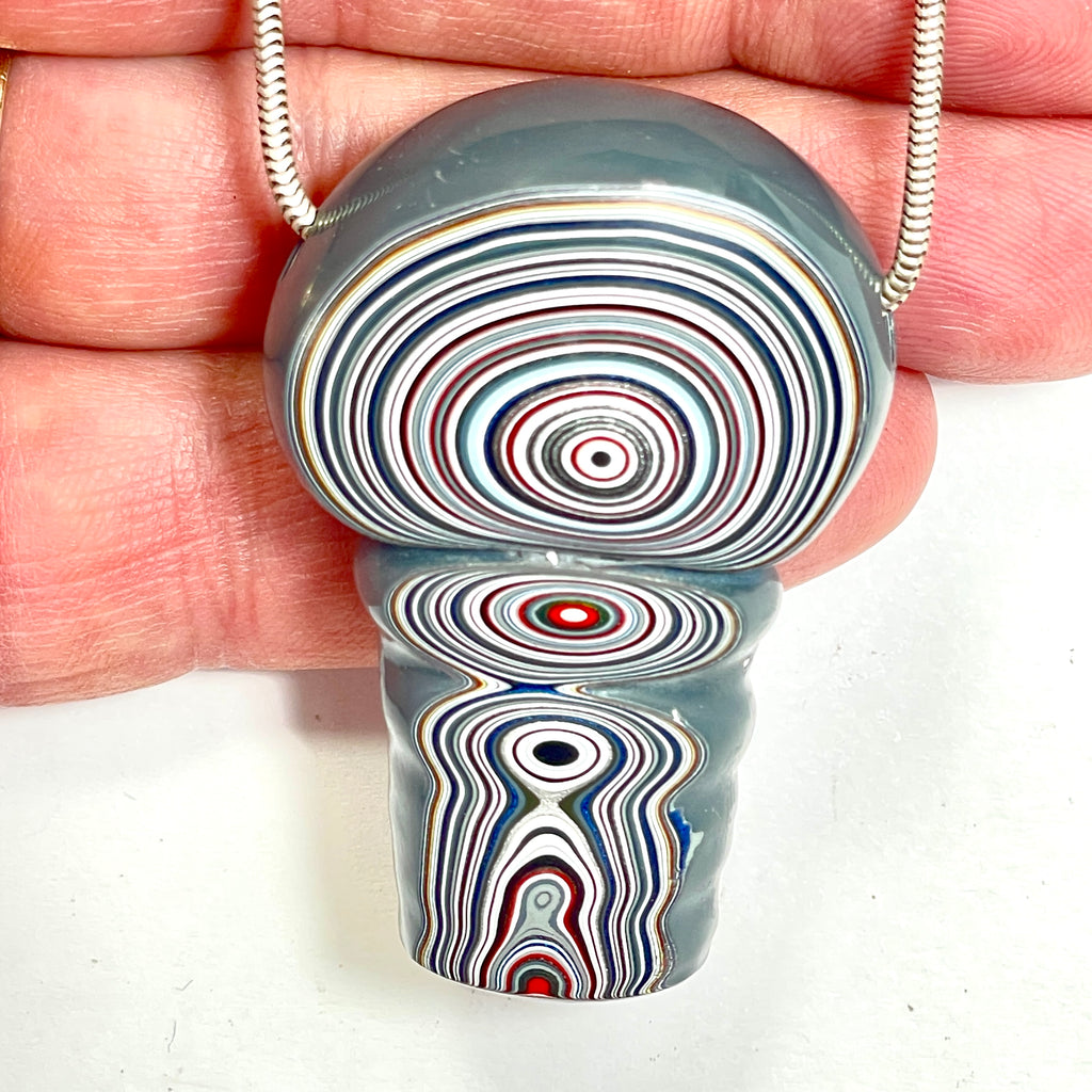 DVH Mushroom Fordite Bead Pendant Michigan Chv Frd Jp 50x34x17mm (6796)