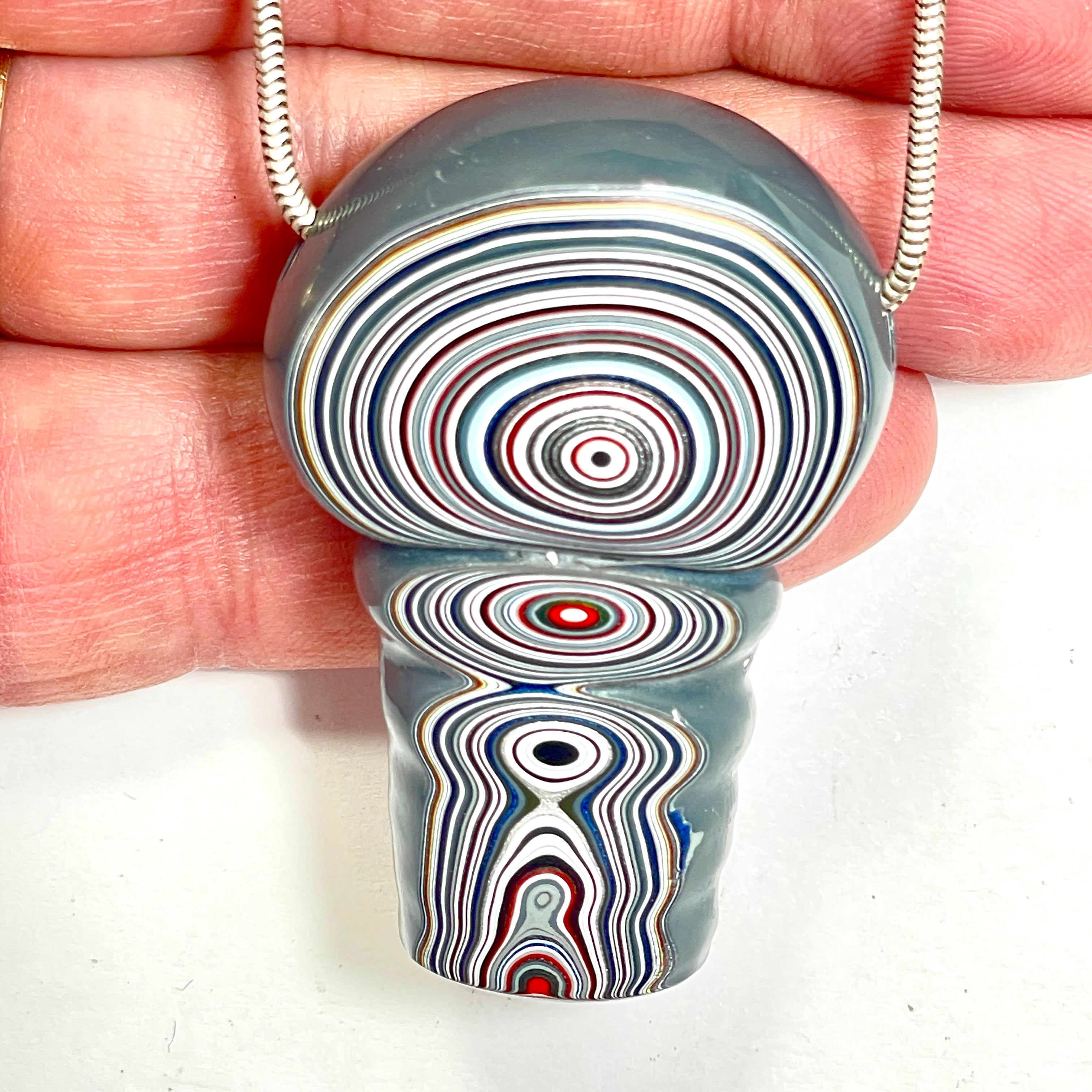 DVH Mushroom Fordite Bead Pendant Michigan Chv Frd Jp 50x34x17mm (6796)