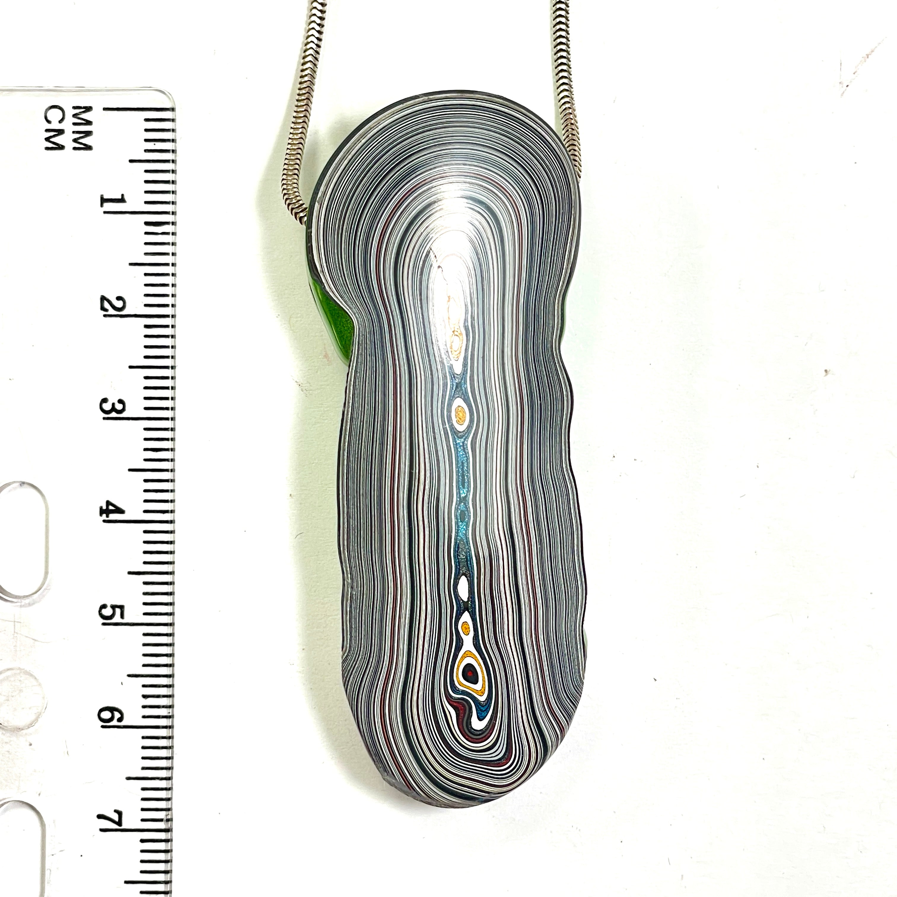 DVH Mojito Green Fordite Bead Phallic Pendant Michigan Jp 66x25x16mm (6797)