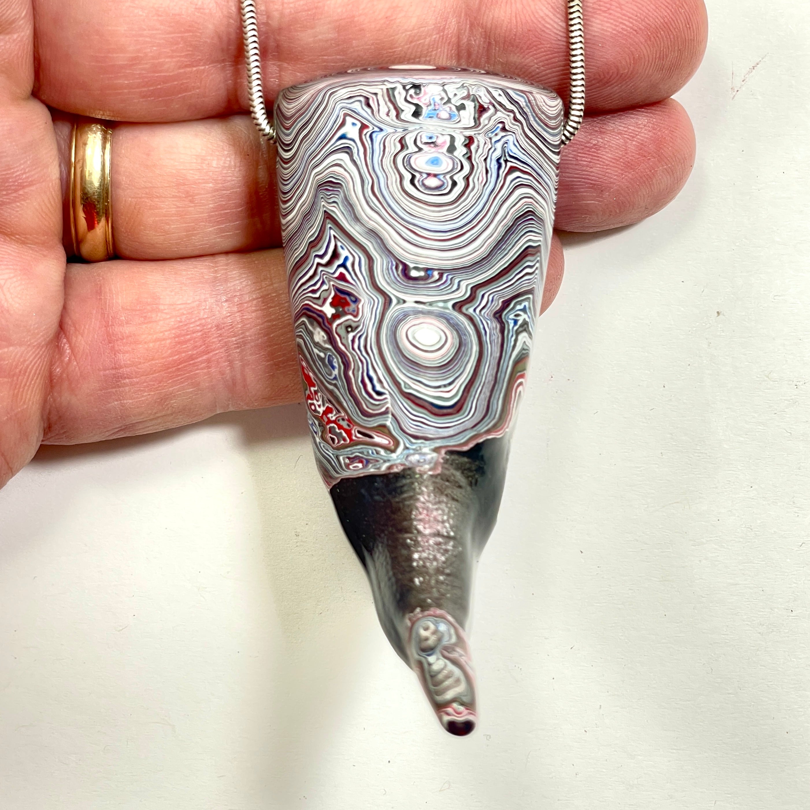 DVH Black Stalactite Phallic Fordite Bead Pendant Michigan Chv Frd Jp 63x32x52mm (6798)