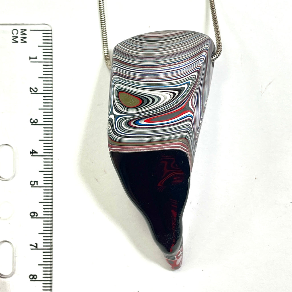 DVH Black Stalactite Phallic Fordite Bead Pendant Michigan Chv Frd Jp 63x32x52mm (6798)