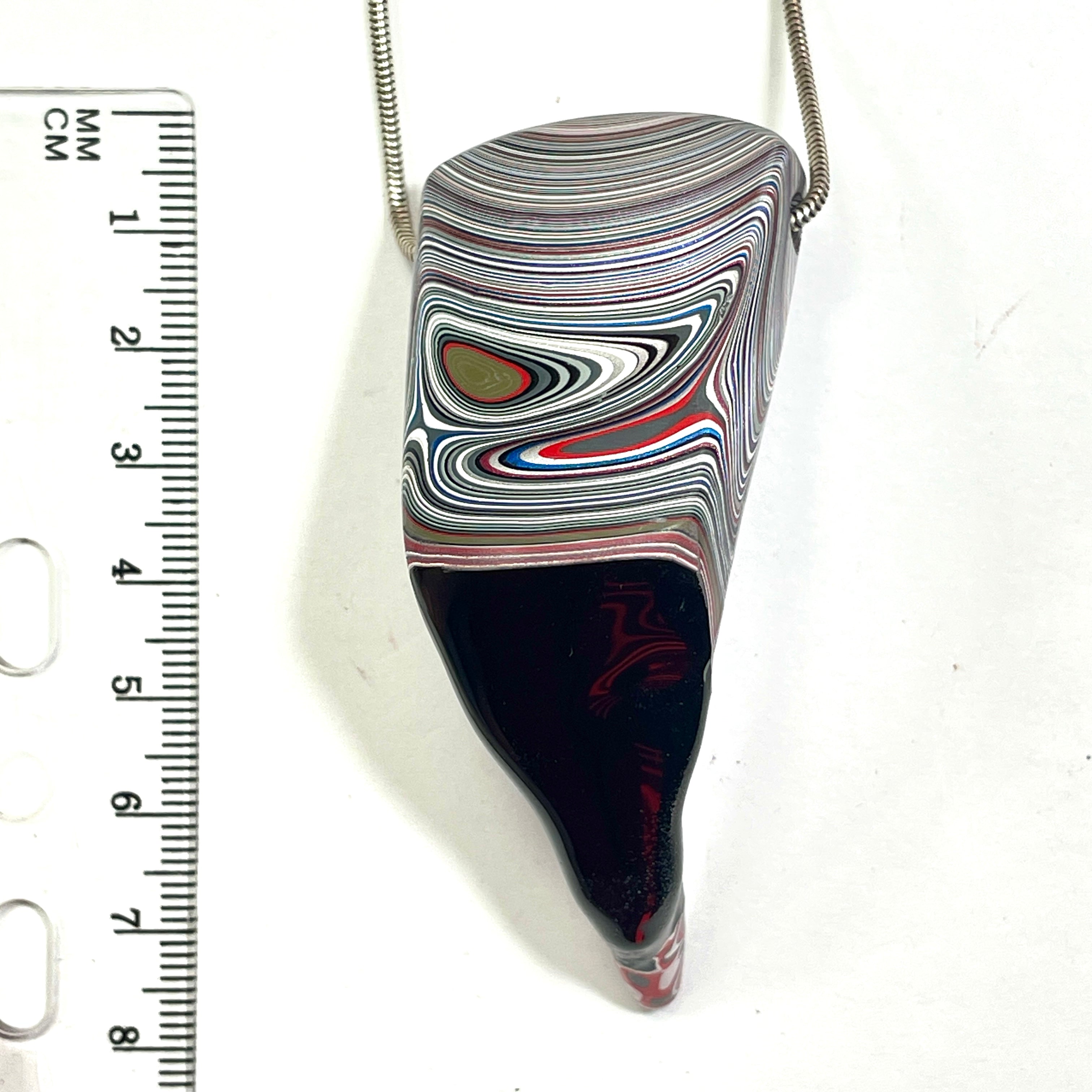 DVH Black Stalactite Phallic Fordite Bead Pendant Michigan Chv Frd Jp 63x32x52mm (6798)