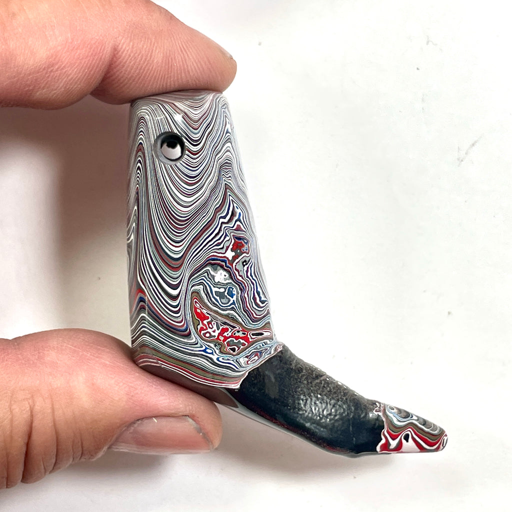 DVH Black Stalactite Phallic Fordite Bead Pendant Michigan Chv Frd Jp 63x32x52mm (6798)