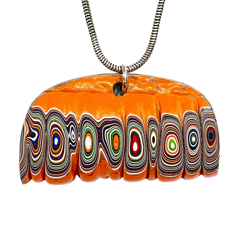 DVH Orange Joose Jp Fordite Pendant Michigan 46x25x9mm (6799)