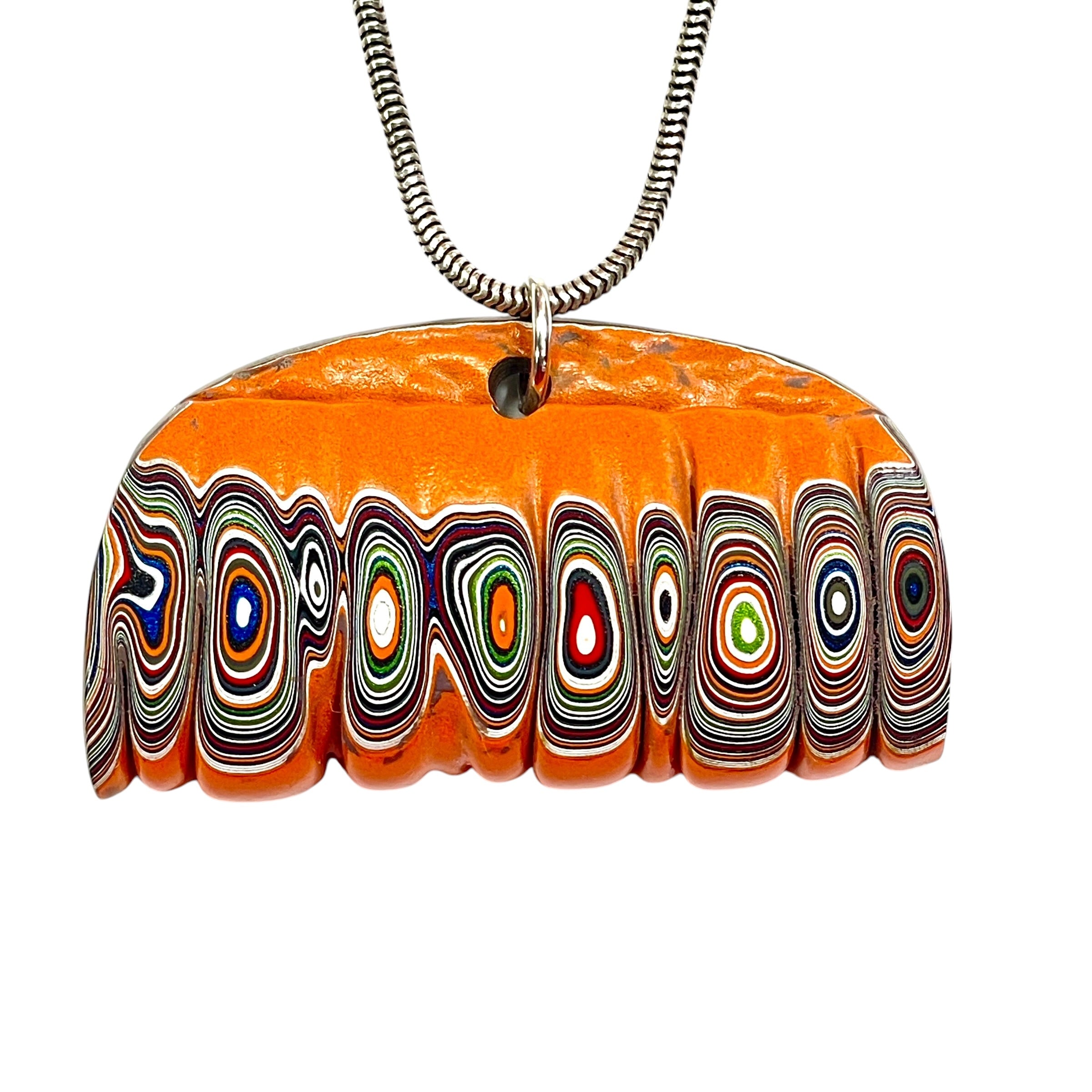 DVH Orange Joose Jp Fordite Pendant Michigan 46x25x9mm (6799)