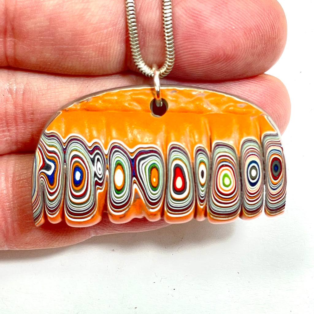 DVH Orange Joose Jp Fordite Pendant Michigan 46x25x9mm (6799)