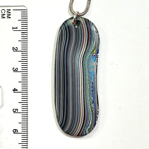 DVH Bikini Pearl Blue Jp Fordite Pendant Michigan 56x21x6mm (6800) - DVHdesigns