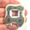 DVH Rare Square Fordite Donut Buck Hole Bead Pendant Michigan Chv Frd Jp (6805)
