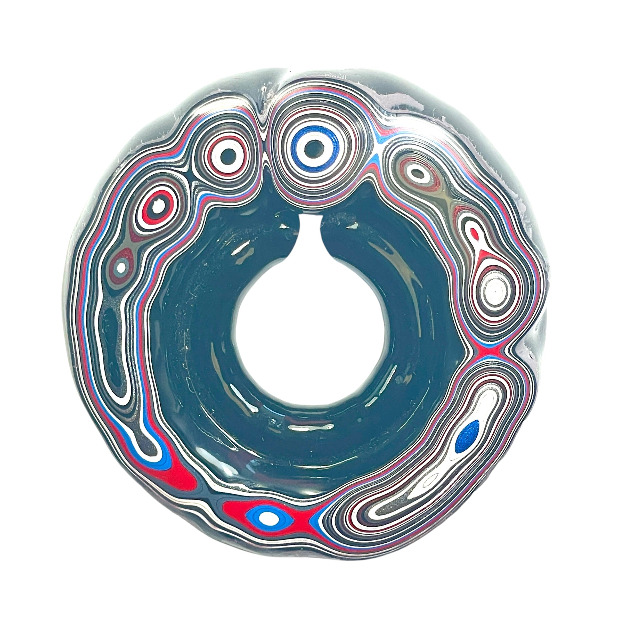 DVH Fordite Specimen Donut Buck Hole Polished Face Chv Frd Jp (6806)