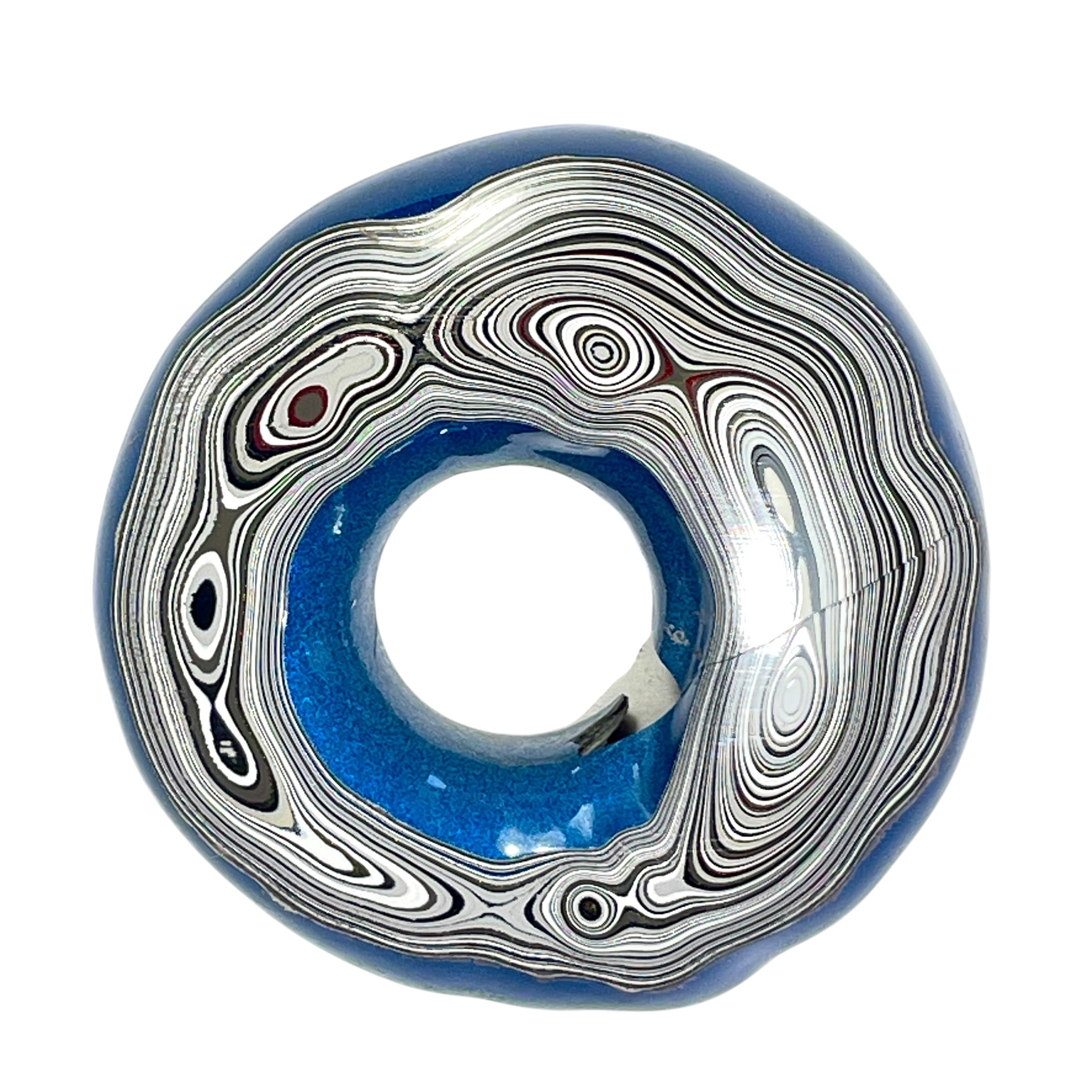DVH Blue Fordite Specimen Donut Buck Hole Polished Face Chv Frd Jp (6807)