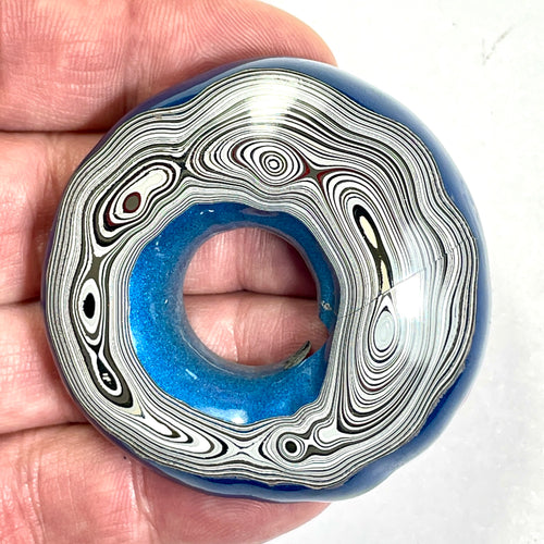 DVH Blue Fordite Specimen Donut Buck Hole Polished Face Chv Frd Jp (6807) - DVHdesigns