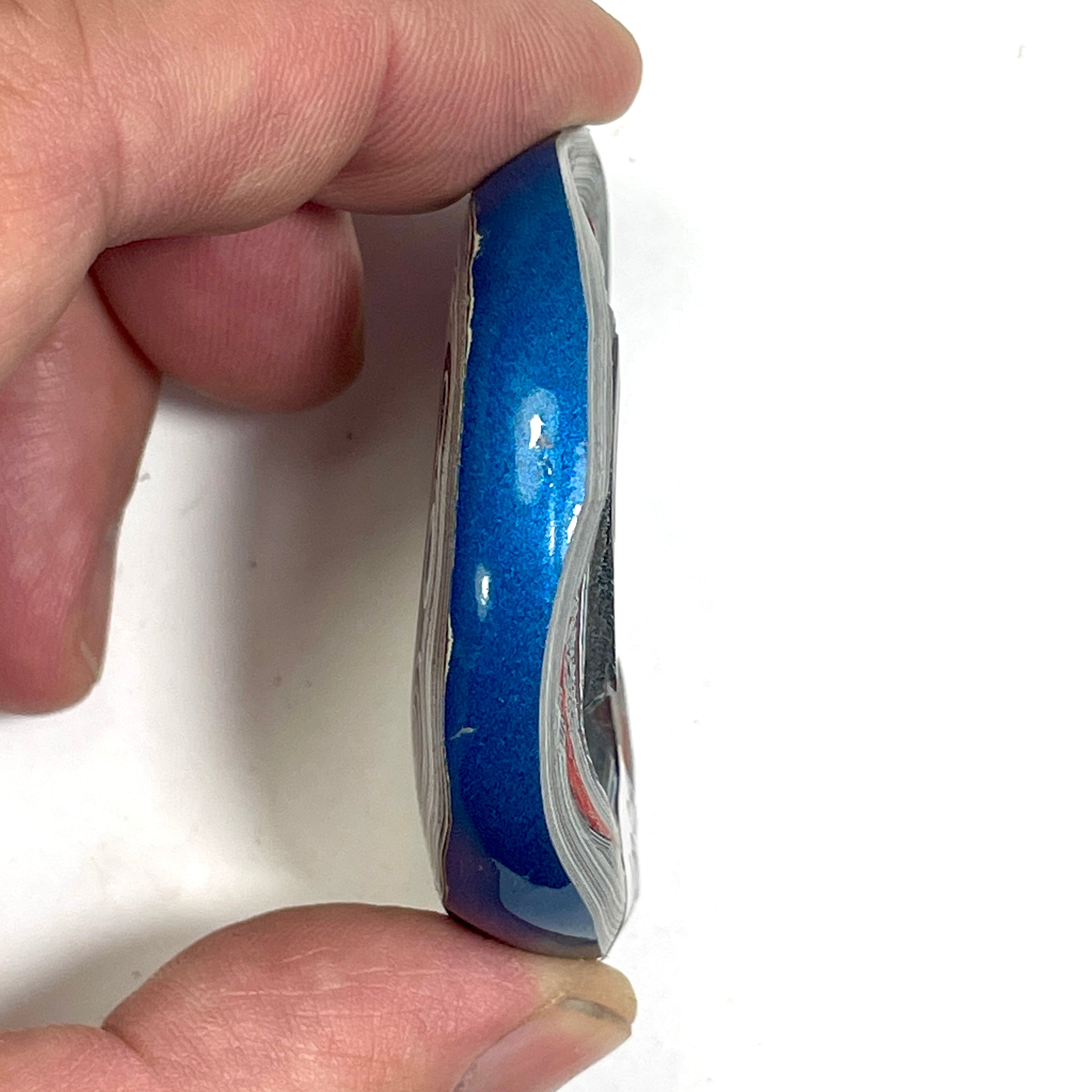 DVH Blue Fordite Specimen Donut Buck Hole Polished Face Chv Frd Jp (6807)