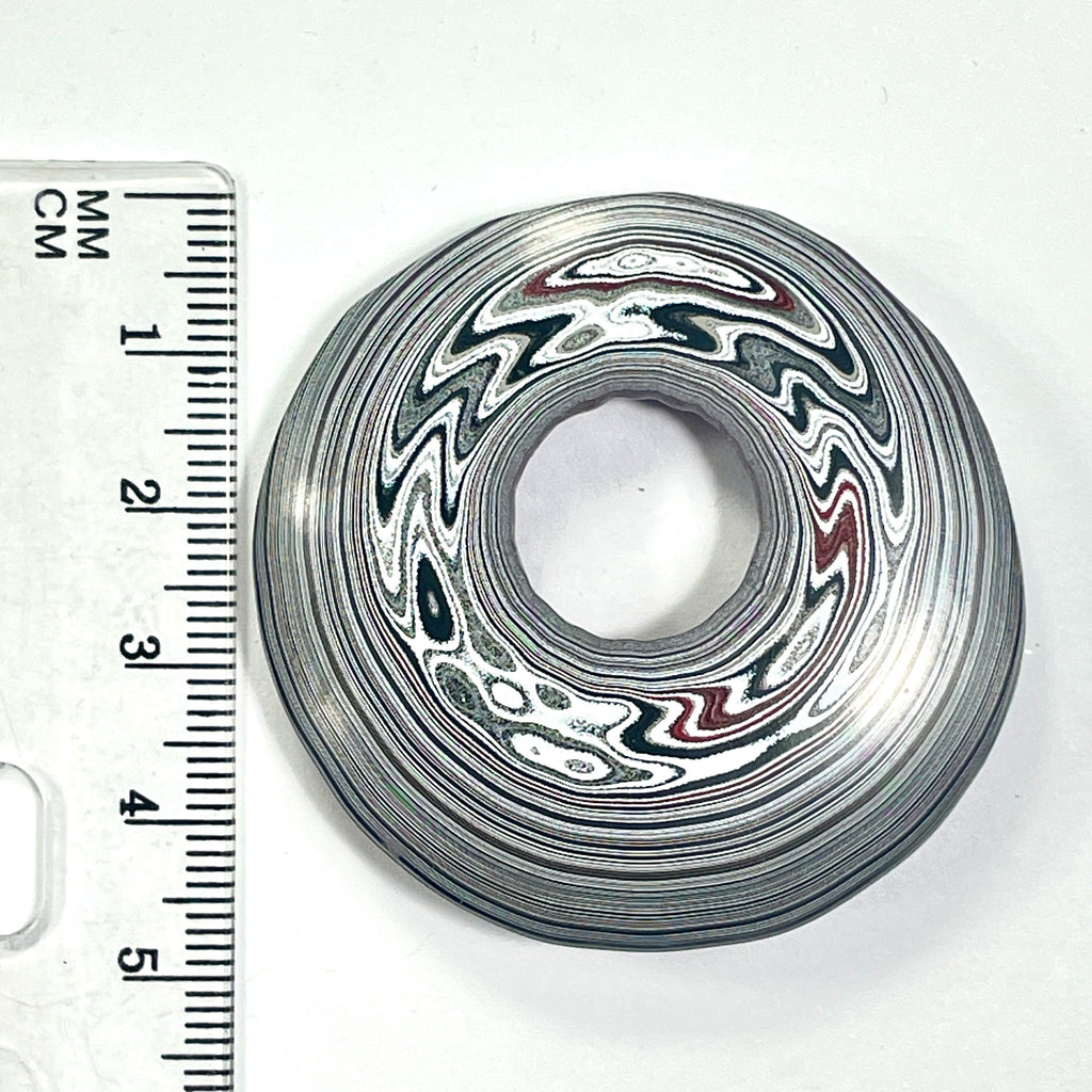 DVH Rare Michigan Jp Tuscadero Pink Fordite Buck Hole Donut Bead Pendant 47mm rd x9 (6833)