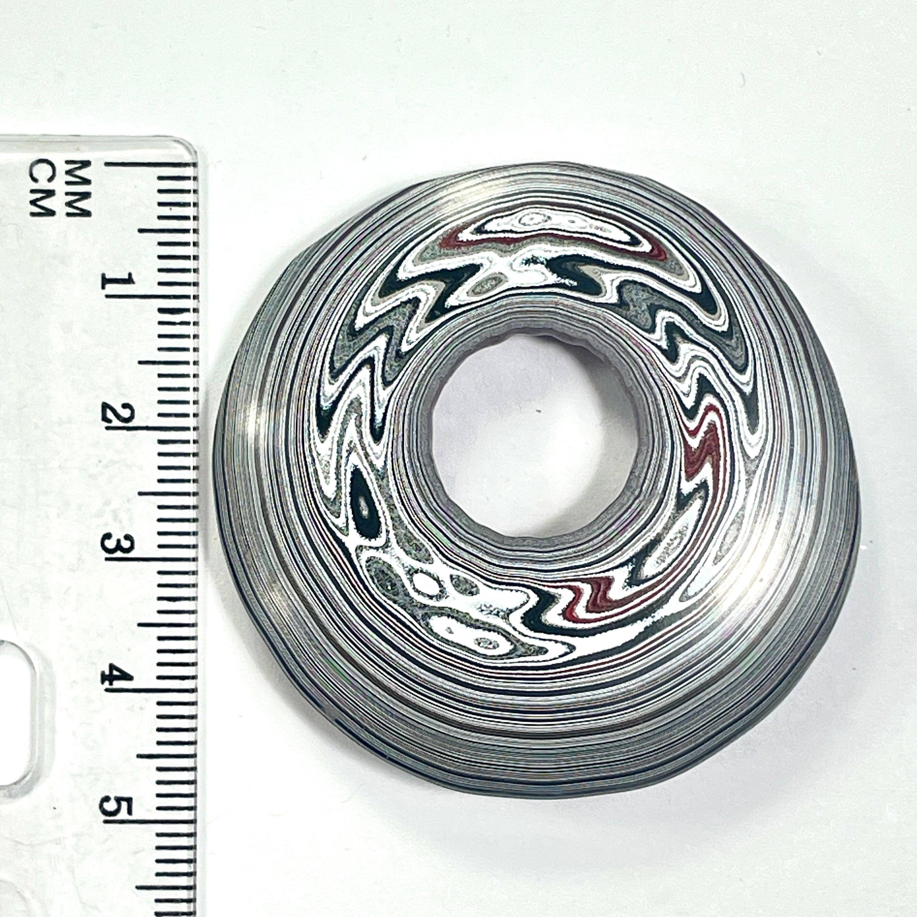 DVH Rare Michigan Jp Tuscadero Pink Fordite Buck Hole Donut Bead Pendant 47mm rd x9 (6833)