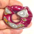 DVH Rare Michigan Jp Tuscadero Pink Fordite Buck Hole Donut Bead Pendant 50mm rd x12 (6834)