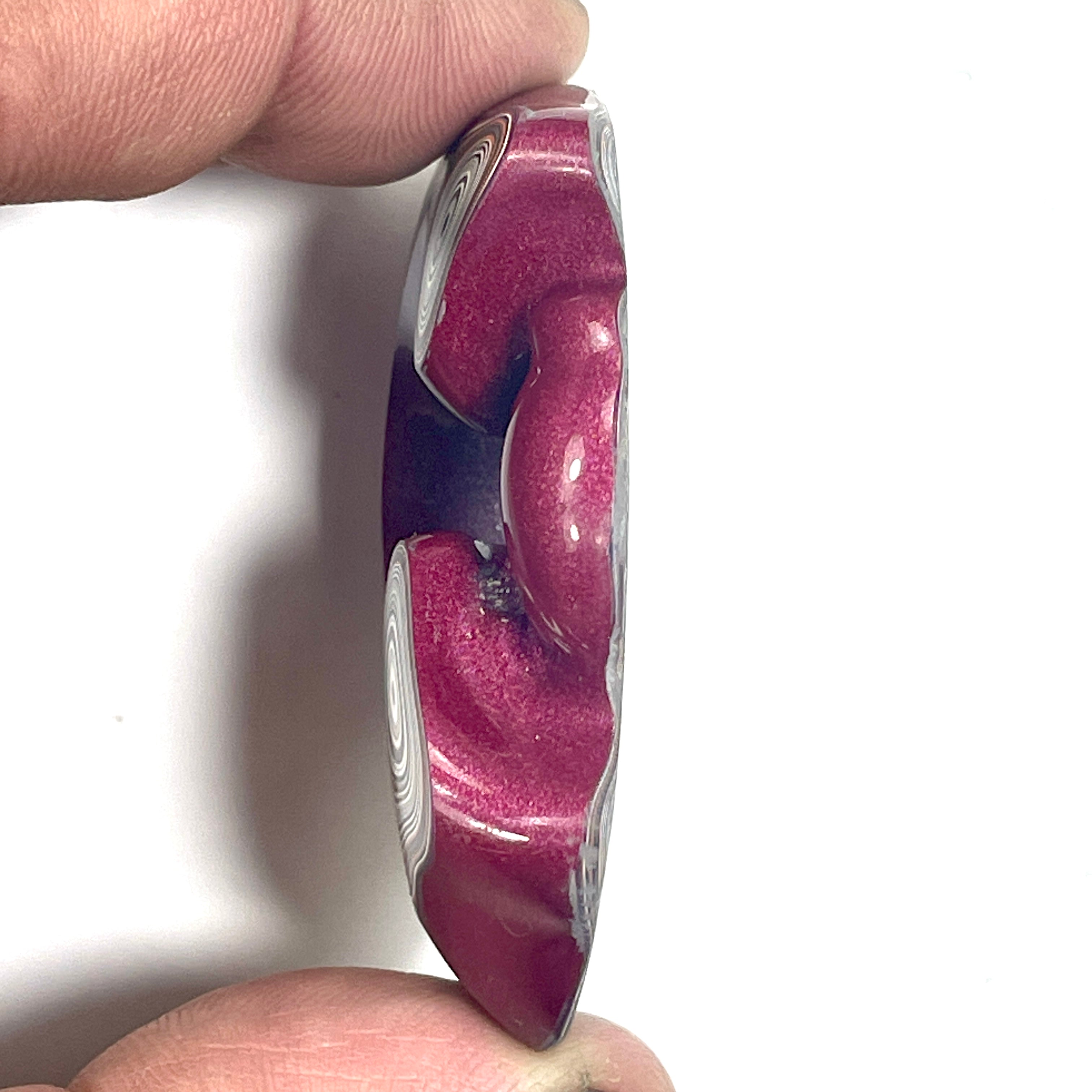 DVH Rare Michigan Jp Tuscadero Pink Fordite Buck Hole Donut Bead Pendant 50mm rd x12 (6834)