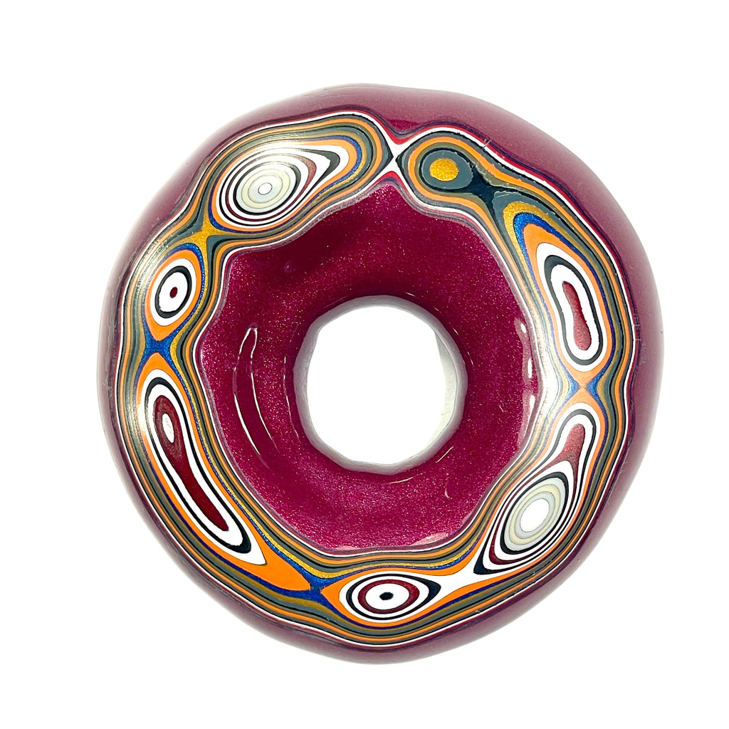 DVH Rare Michigan Jp Tuscadero Pink Fordite Buck Hole Donut Bead Pendant 55mm rd x12 (6835)