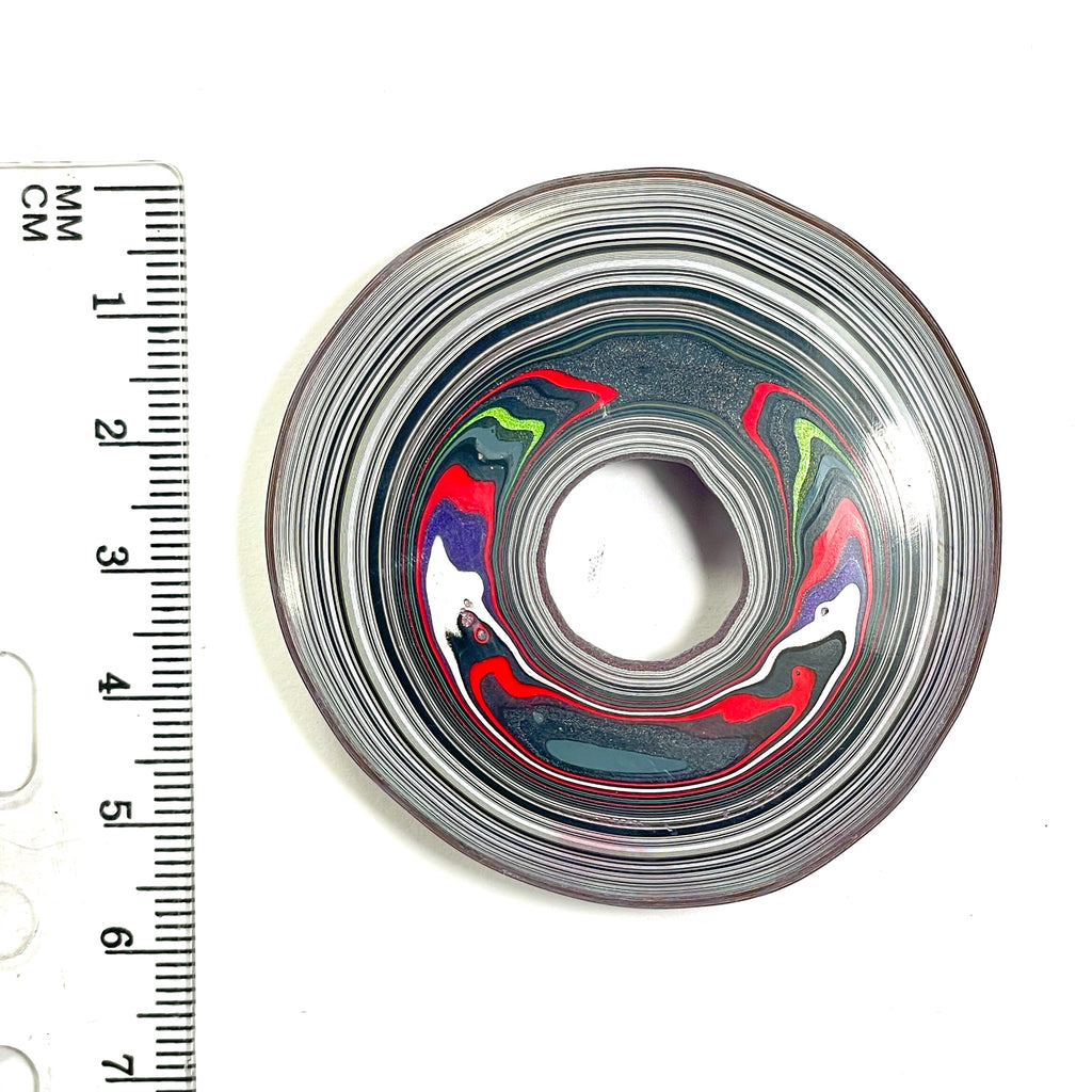 DVH Rare Michigan Jp Tuscadero Pink Fordite Buck Hole Donut Bead Pendant 55mm rd x12 (6835)