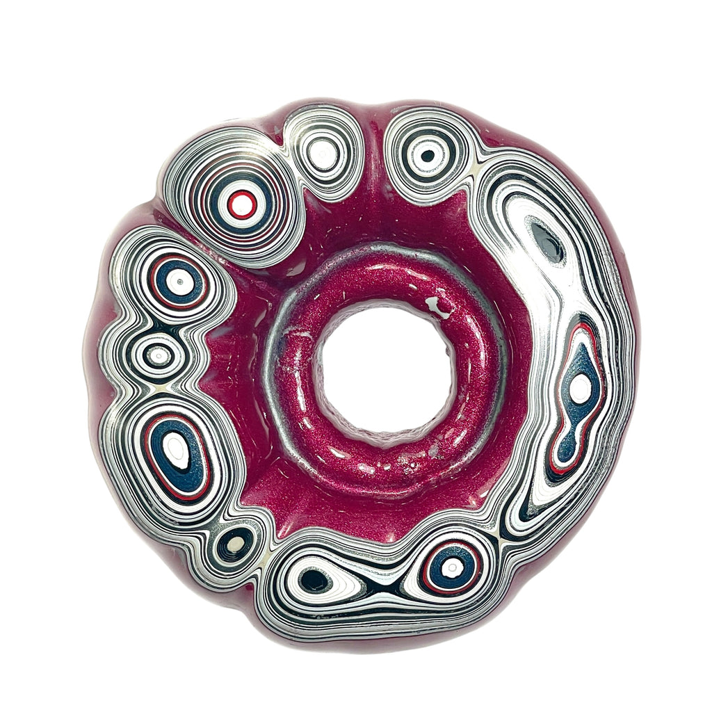 DVH Rare Michigan Jp Tuscadero Pink Fordite Buck Hole Donut Bead Pendant 62mm rd x15 (6836)