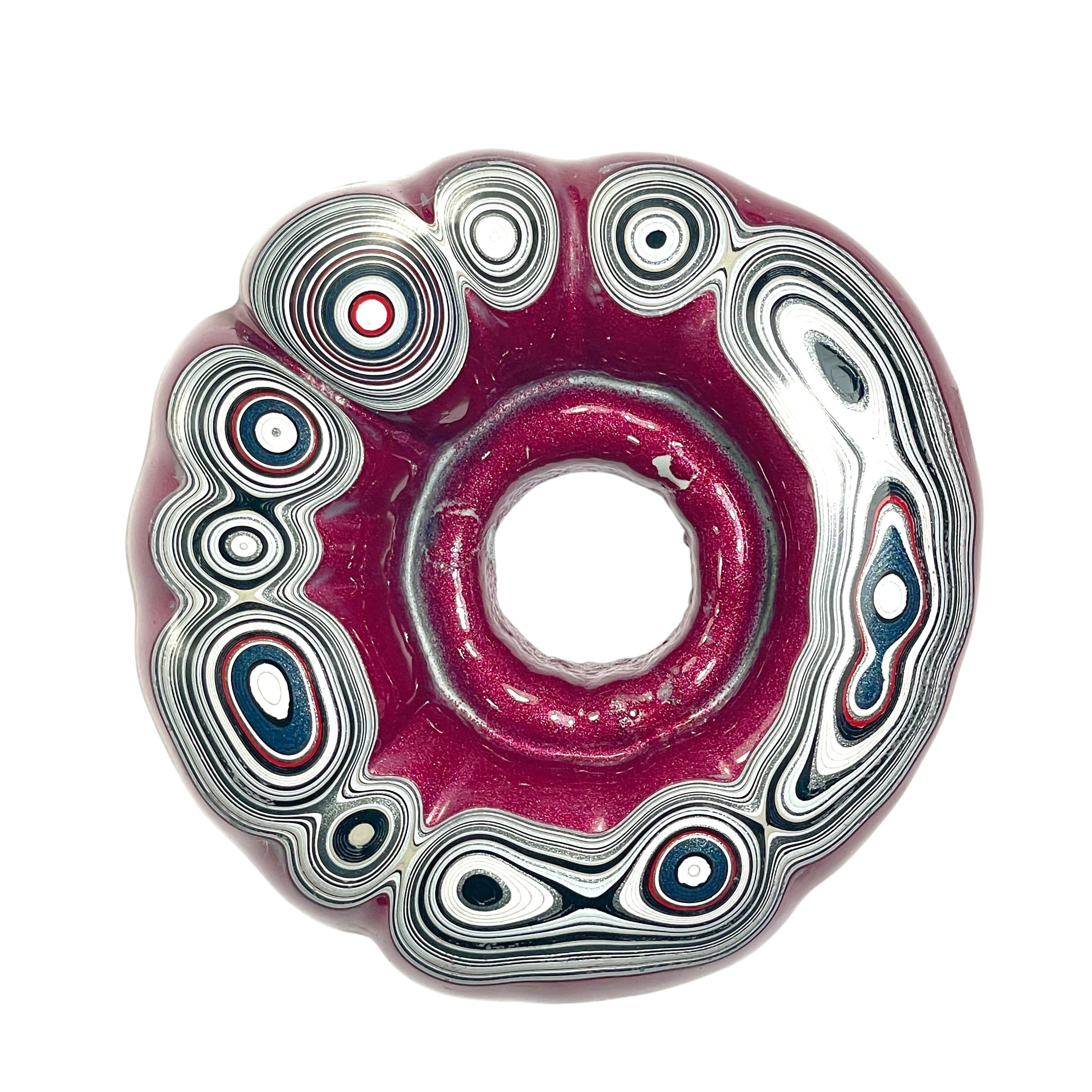DVH Rare Michigan Jp Tuscadero Pink Fordite Buck Hole Donut Bead Pendant 62mm rd x15 (6836)